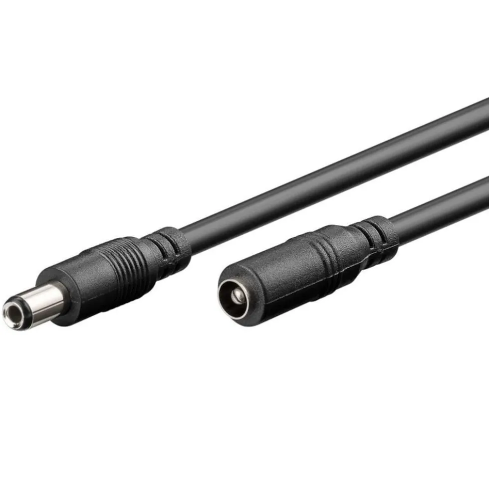 DC-forlengelseskabel 5,5x2,5 mm 3 m Svart