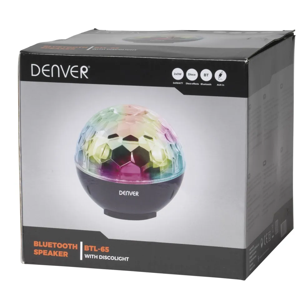 Denver Bluetooth-høyttaler med diskobelysning