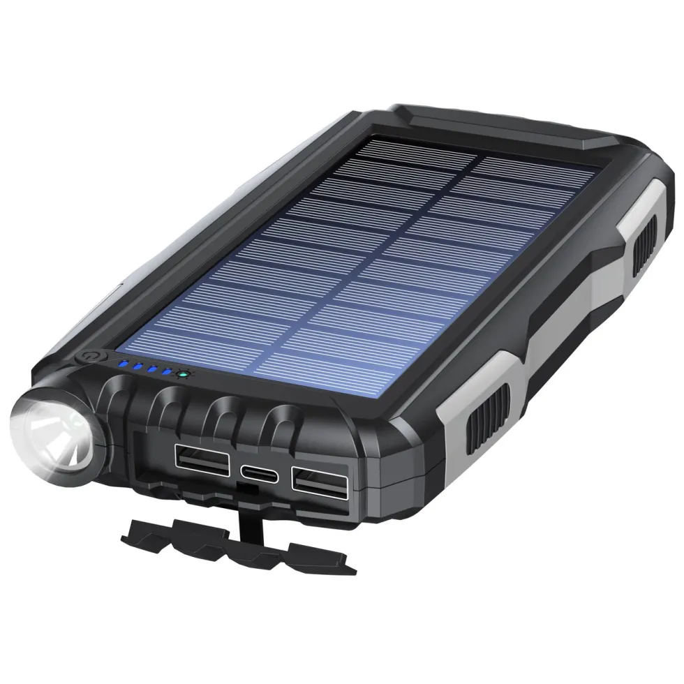 Denver Powerbank med solcelle og lommelykt 20 000 mAh