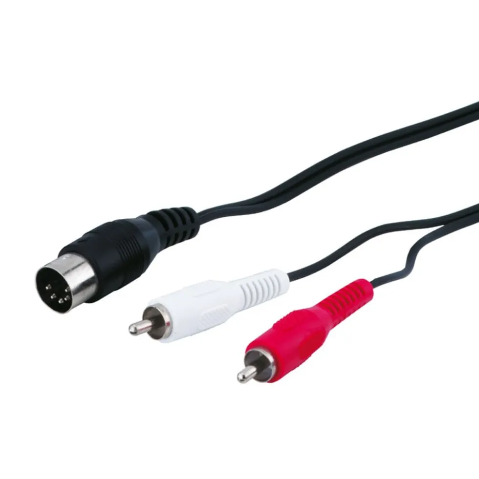 DIN-kabel 5-polet hann til 2x RCA-hanner 1,5 m