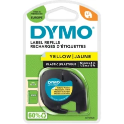 Dymo Letratag merketape av plast 12 mm Gul