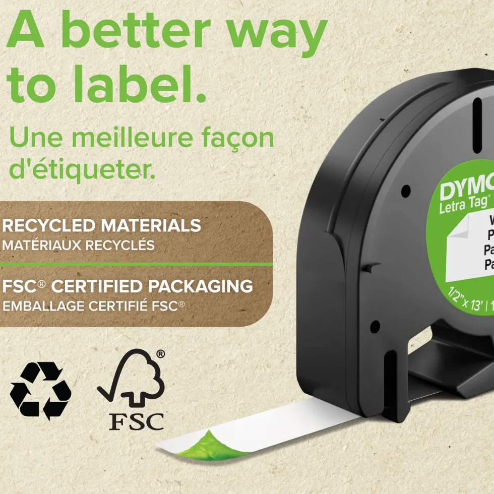 Dymo Letratag merketape av plast 12 mm Gul