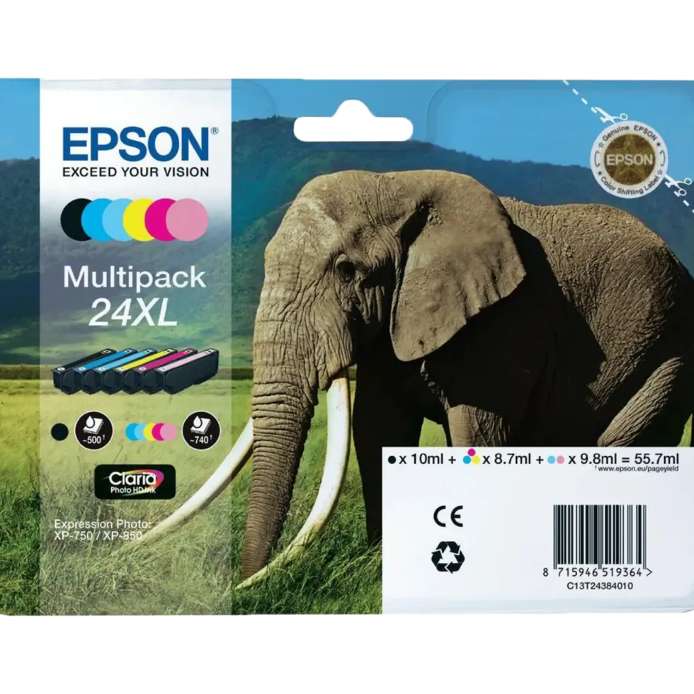 Epson T2438 Blekkpatroner XL, 6-pakning