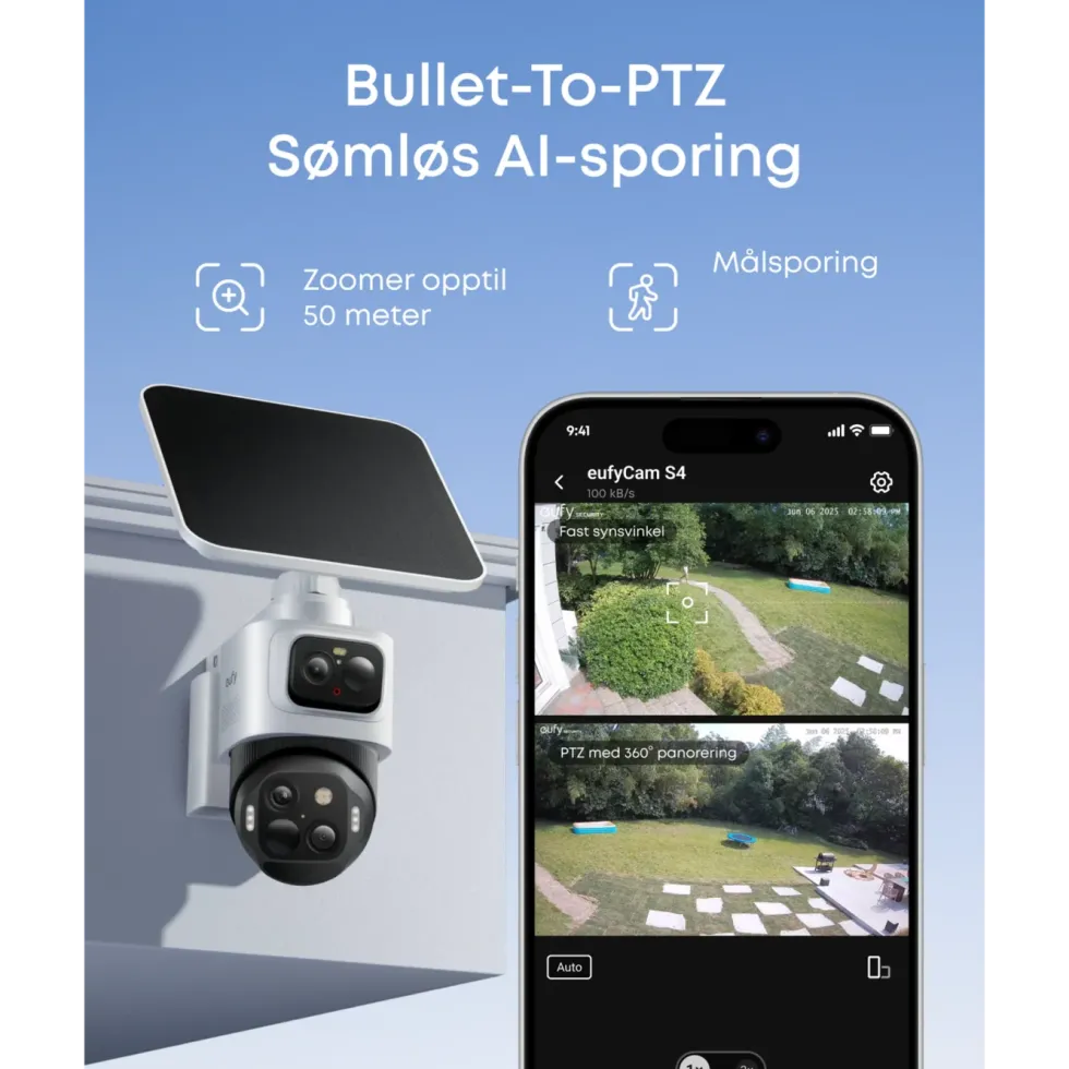 Eufy eufyCam S4 Solo 3-i-1 overvåkingskamera med solpanel