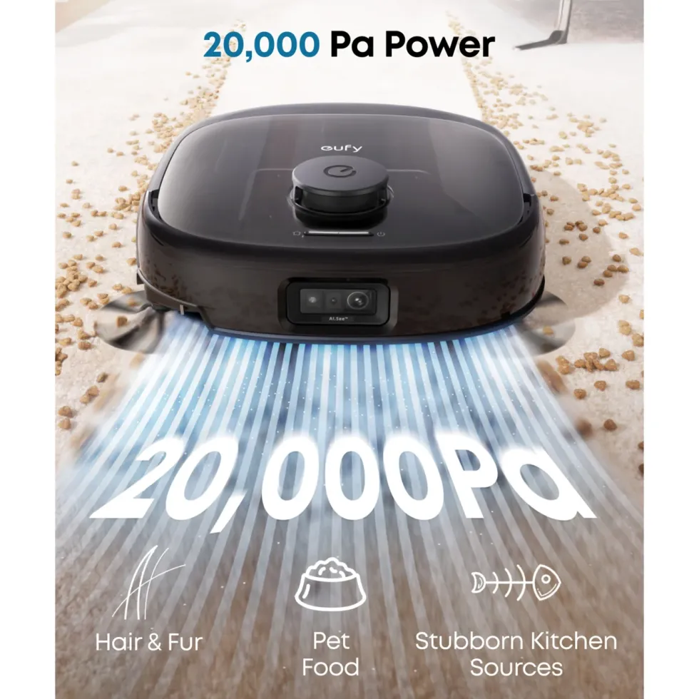 Eufy Omni E28 robotstøvsuger med mopp og basestasjon Svart