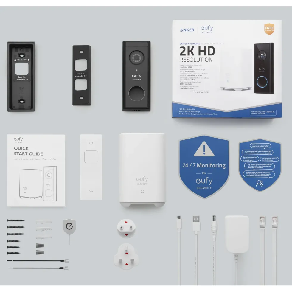 Eufy Video Doorbell 2K med basestasjon