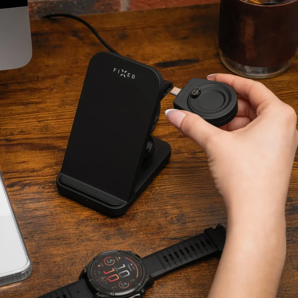 Fixed 3-in-1 Trådløs Ladestasjon for Garmin - Svart