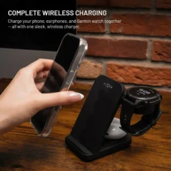 Fixed 3-in-1 Trådløs Ladestasjon for Garmin - Svart