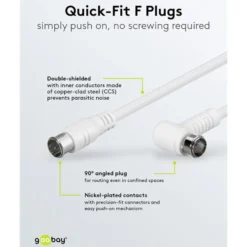 F-kabel Hvit vinklett 5 m