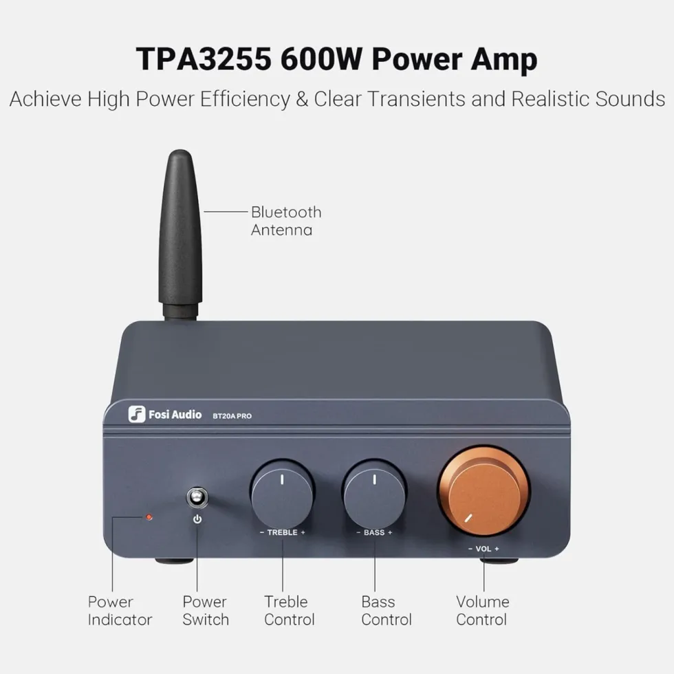 Fosi Audio BT20A Pro stereoforsterker 2x100 W med Bluetooth