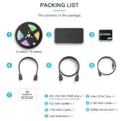 Gledopto HDMI Sync Box Kit med 5 m RGB-list