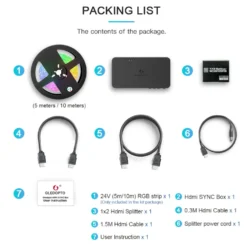 Gledopto HDMI Sync Box Kit med 5 m RGB-list