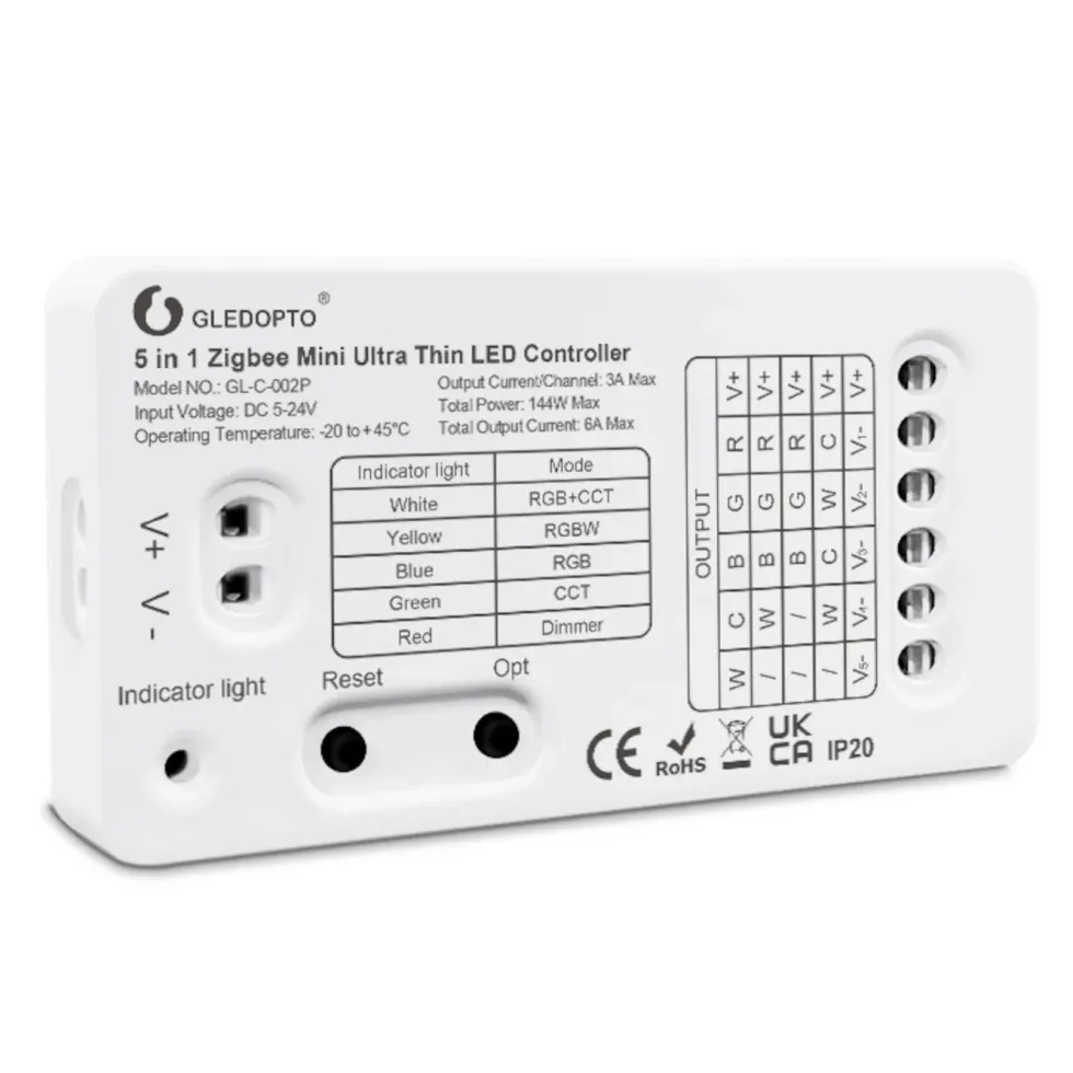 Gledopto 5 in 1 Mini Zigbee-kontroller for LED-belysning