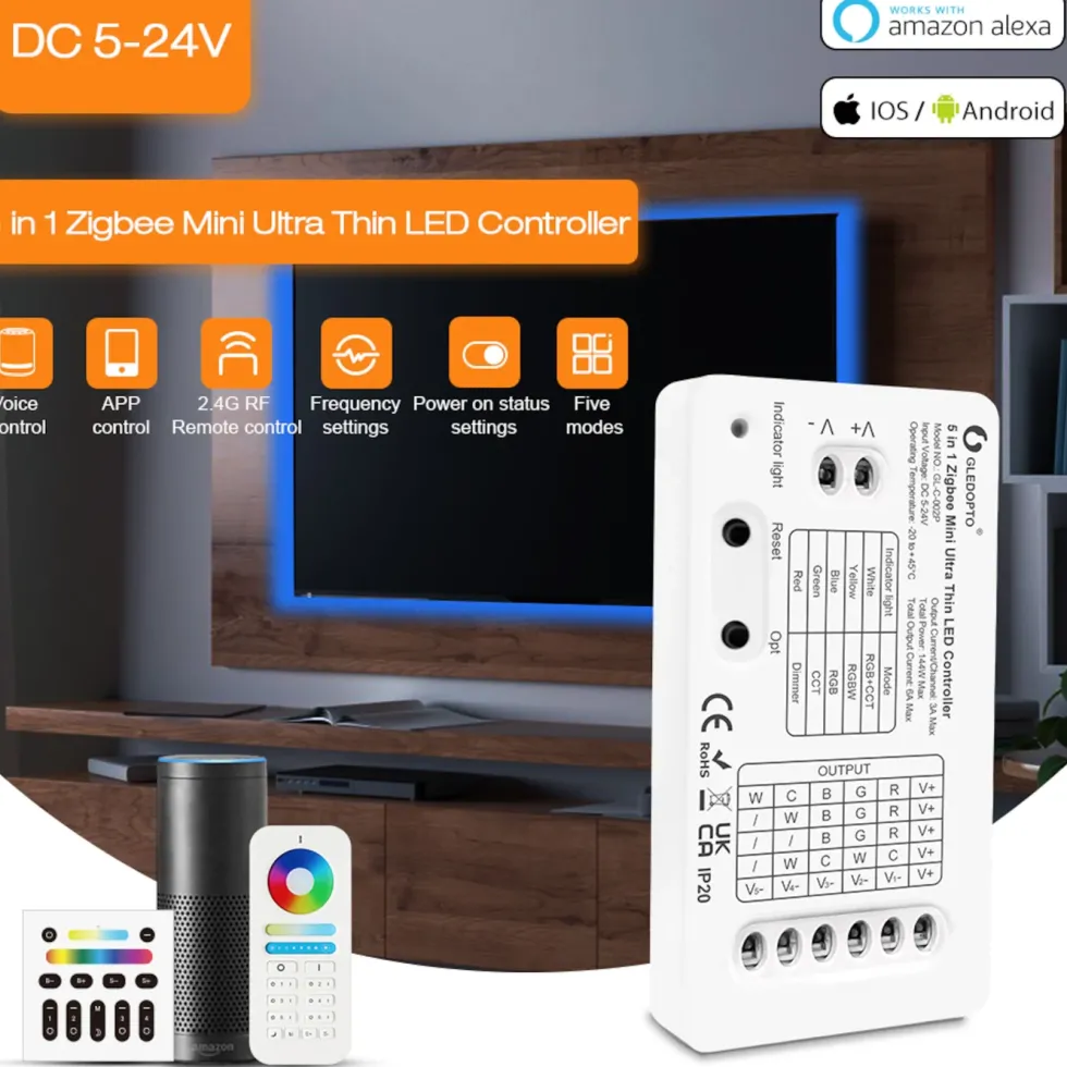 Gledopto 5 in 1 Mini Zigbee-kontroller for LED-belysning