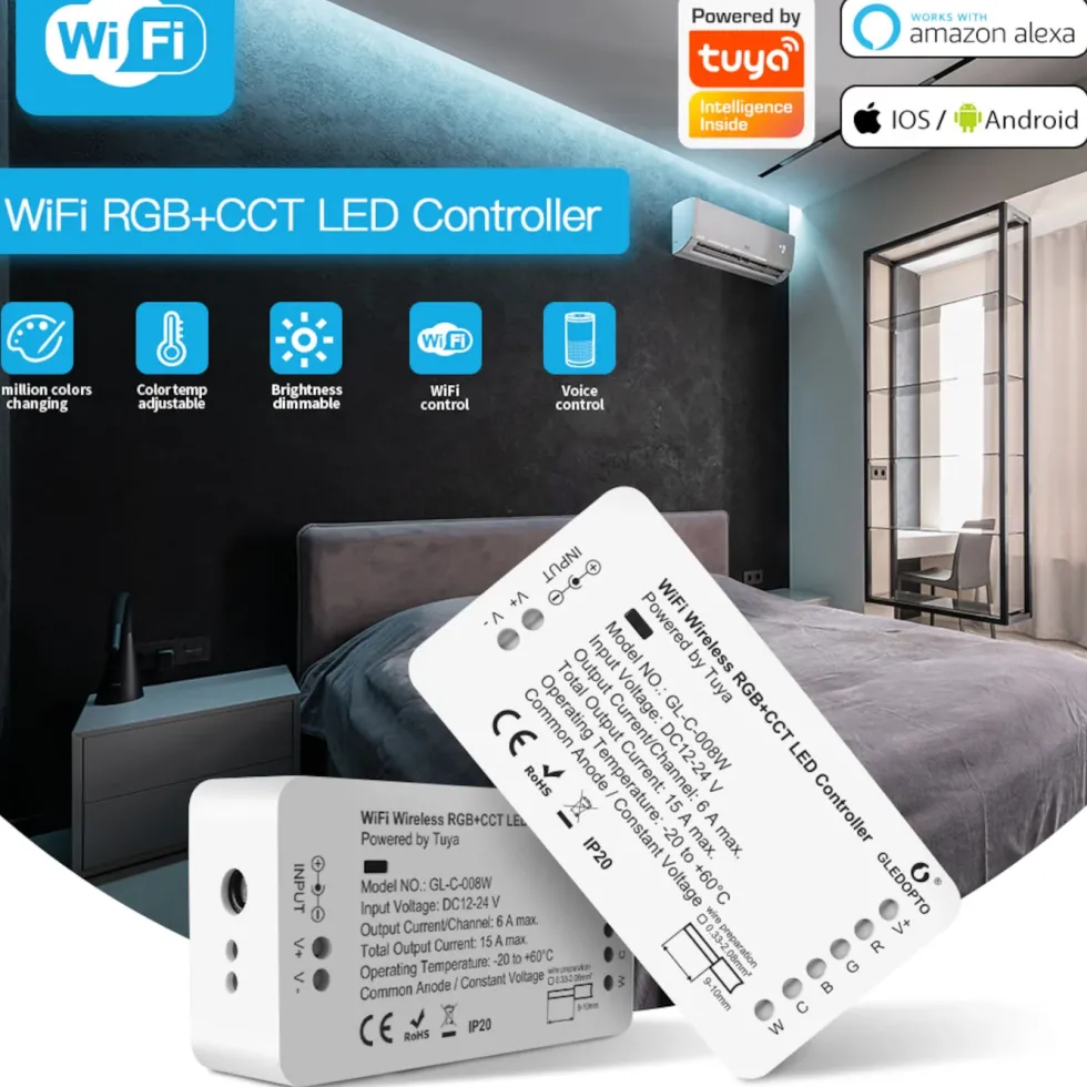 Gledopto RGB+CCT Wifi-kontroller for LED-list