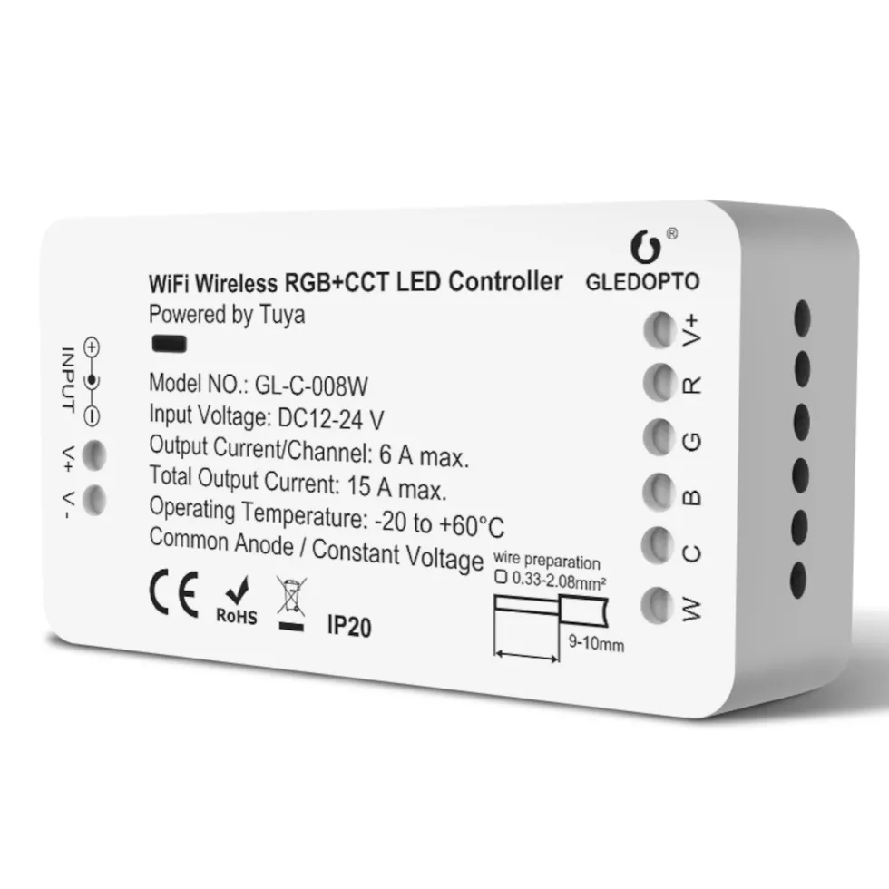 Gledopto RGB+CCT Wifi-kontroller for LED-list