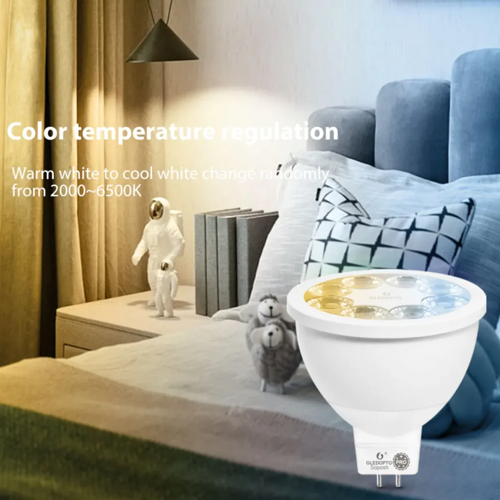 Gledopto Smart MR16 12 V LED-pære RGB+CCT 250 lm