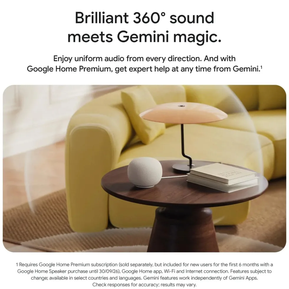 Google Home Speaker smart høyttaler med Gemini Porcelain