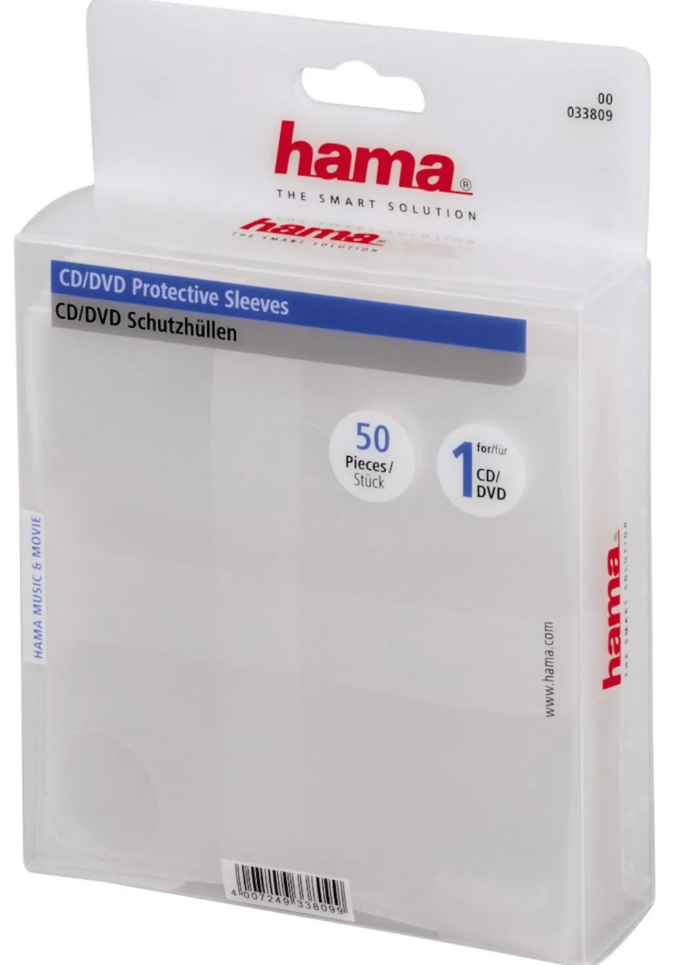 Hama CD/DVD-lomme med lokk, 50-pk.