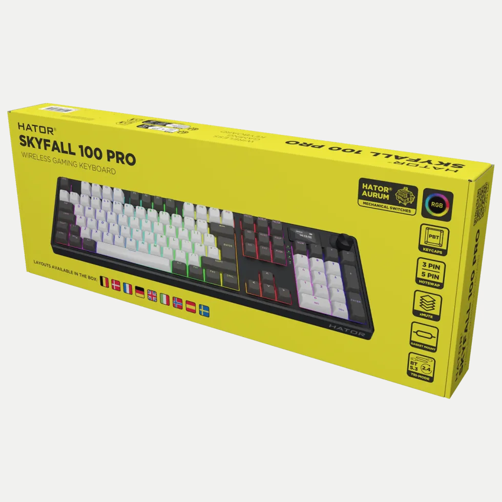 Hator Skyfall 100 Pro trådløst gamingtastatur Grå