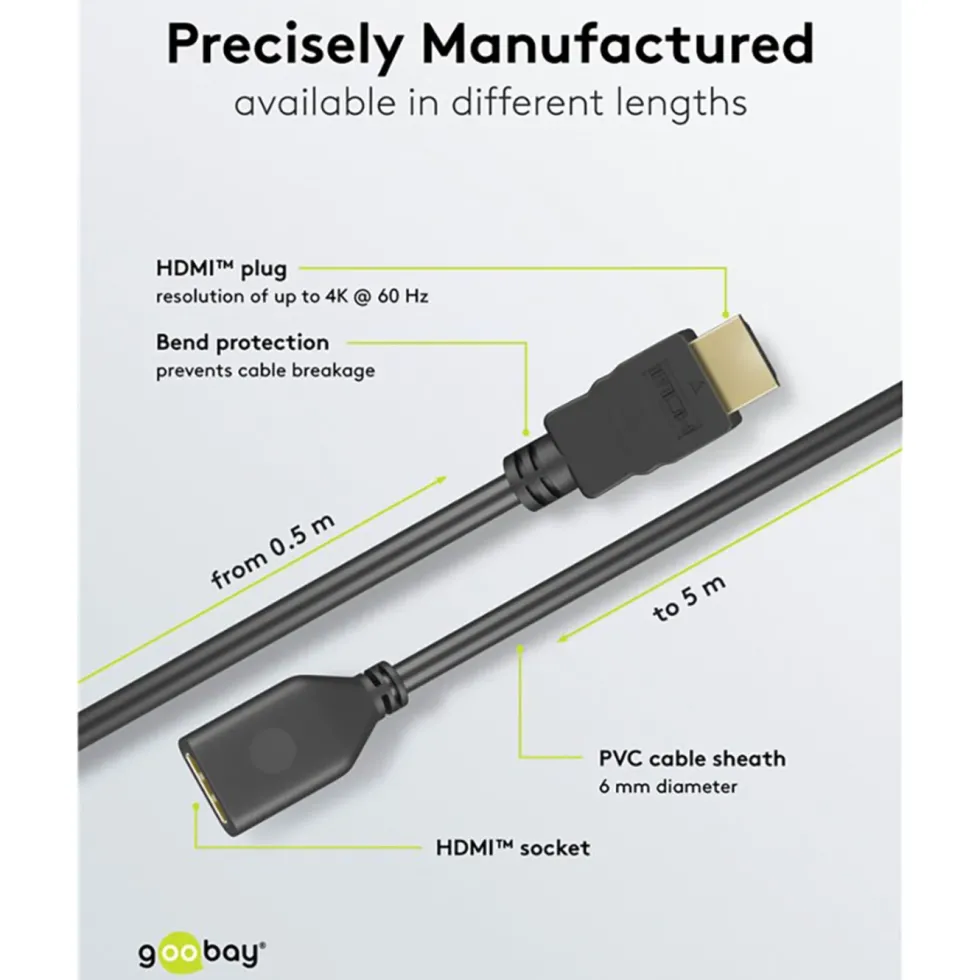 HDMI™-forlengelseskabel 4K/60 Hz 1 m