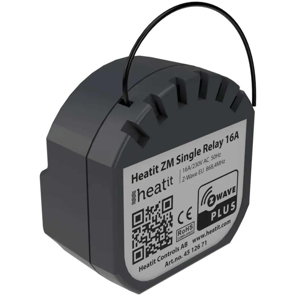 Heatit ZM Innfelt Z-Wave-fjernstrømbryter Single 16 A
