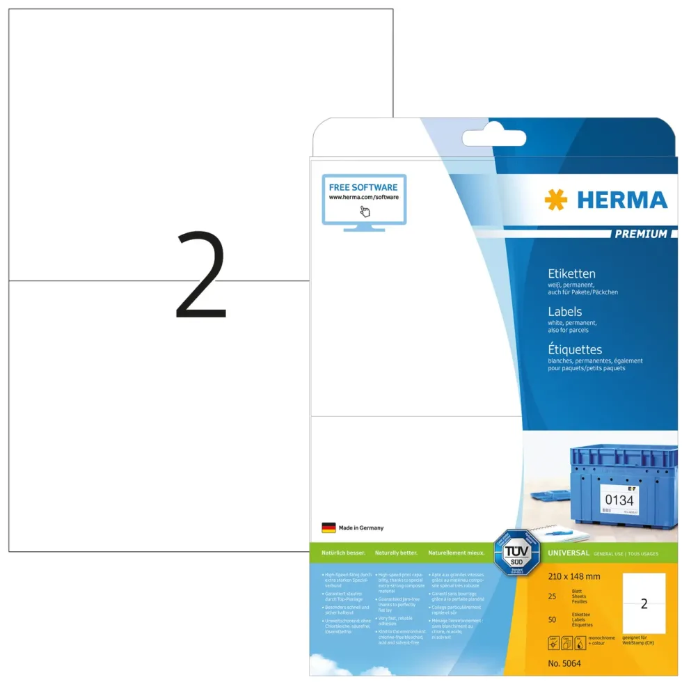 Herma Selvklebende skriverpapir A5 50-pk. - permanent