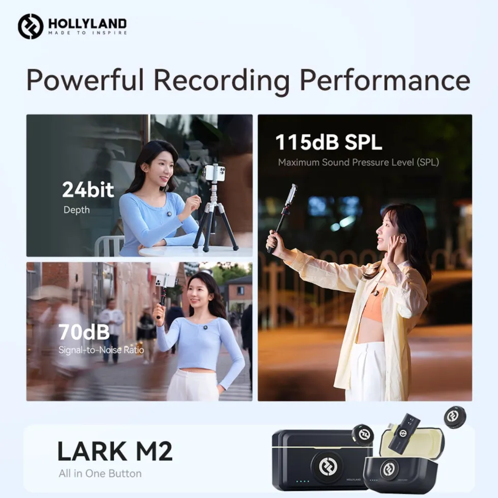 Hollyland Lark M2 Combo Trådløst mikrofonsystem