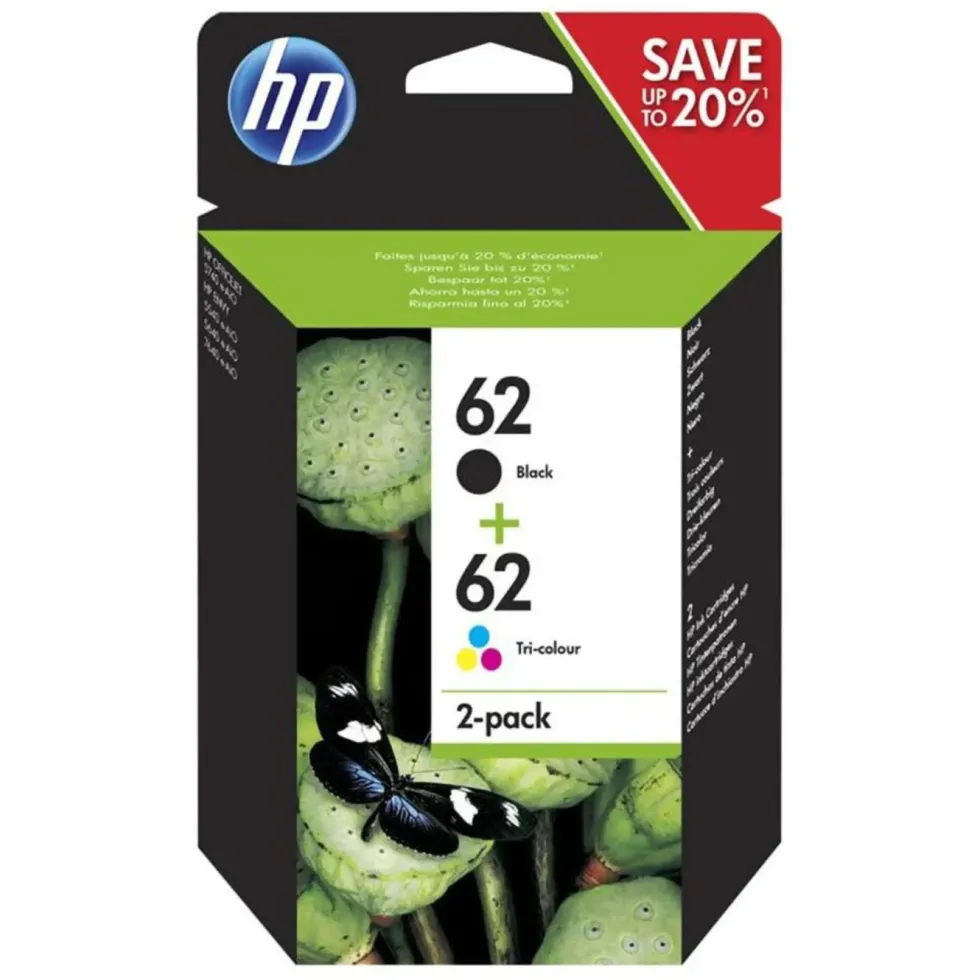 HP 62 Blekkpatroner 2-pk.