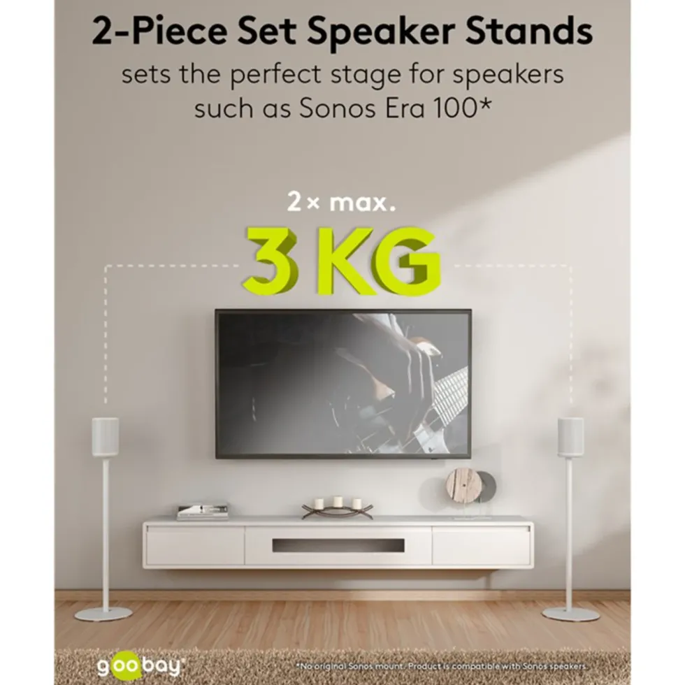 Høyttalerstativ for Sonos Era 100 2-pakke Hvit