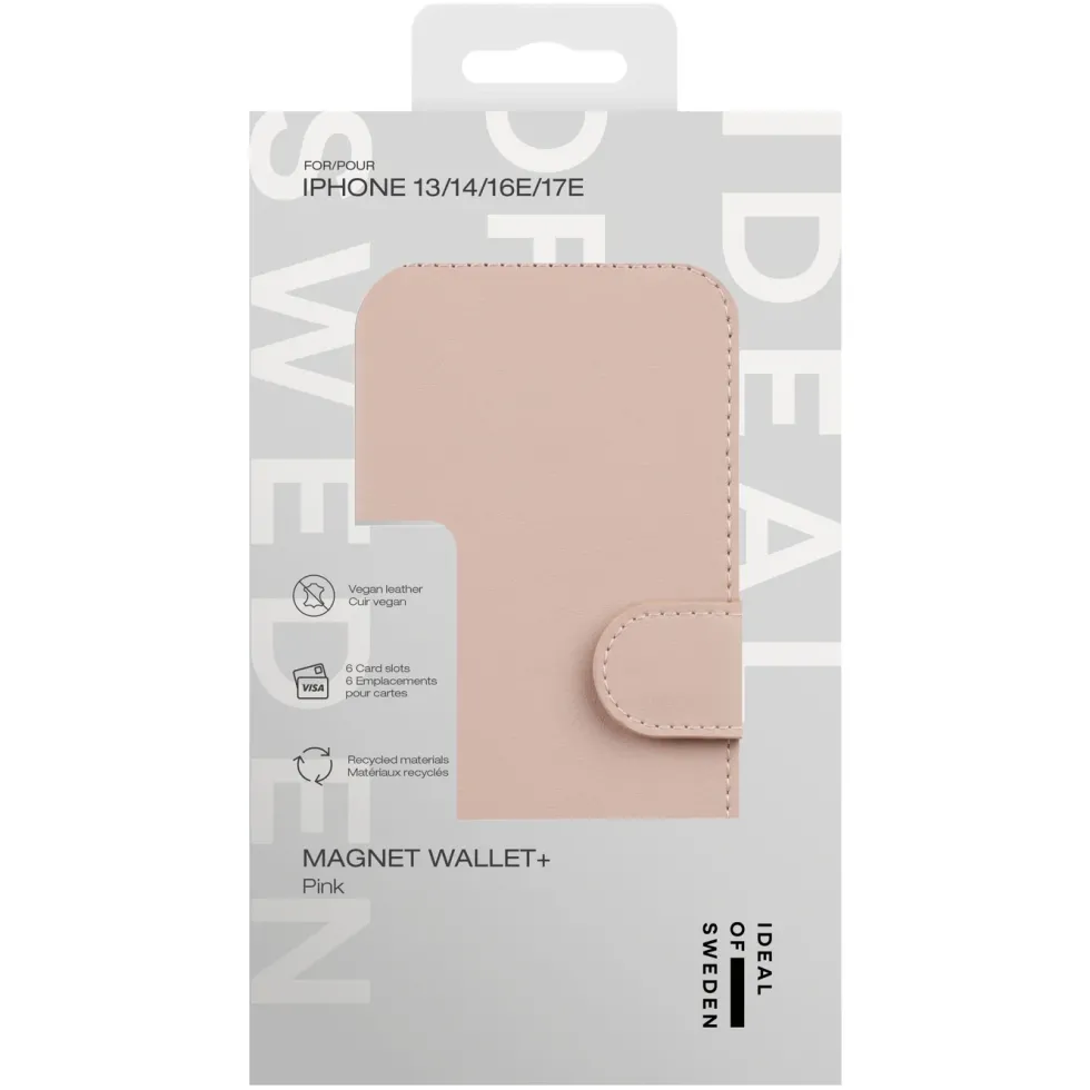 IDEAL OF SWEDEN Magnet Wallet+ - lommebokdeksel til iPhone 13, 14 og 16e Pink