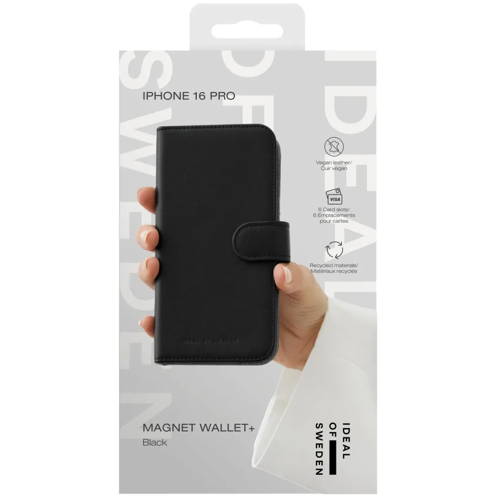 IDEAL OF SWEDEN Magnet Wallet+ - lommebokdeksel til iPhone 16 Pro Black