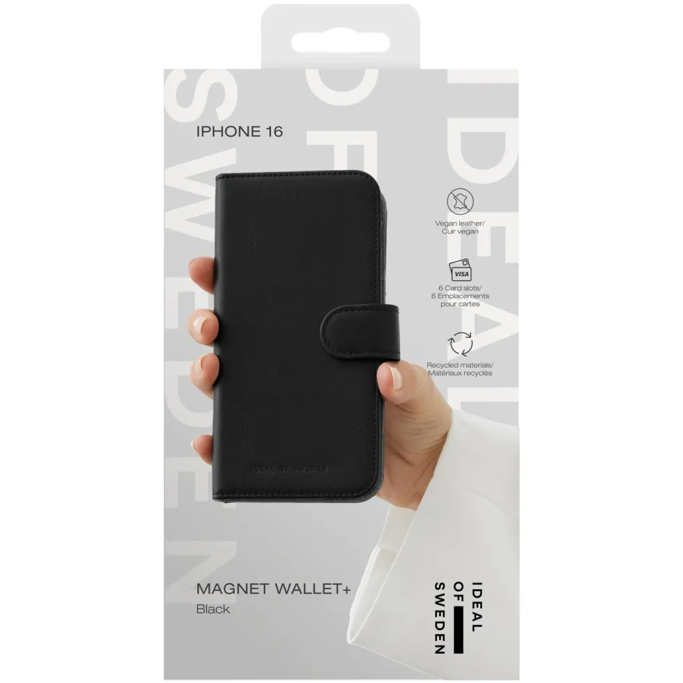 IDEAL OF SWEDEN Magnet Wallet+ - lommebokdeksel til iPhone 16 Svart