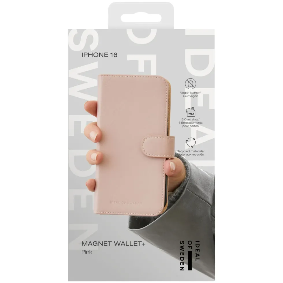 IDEAL OF SWEDEN Magnet Wallet+ - lommebokdeksel til iPhone 16 Pink