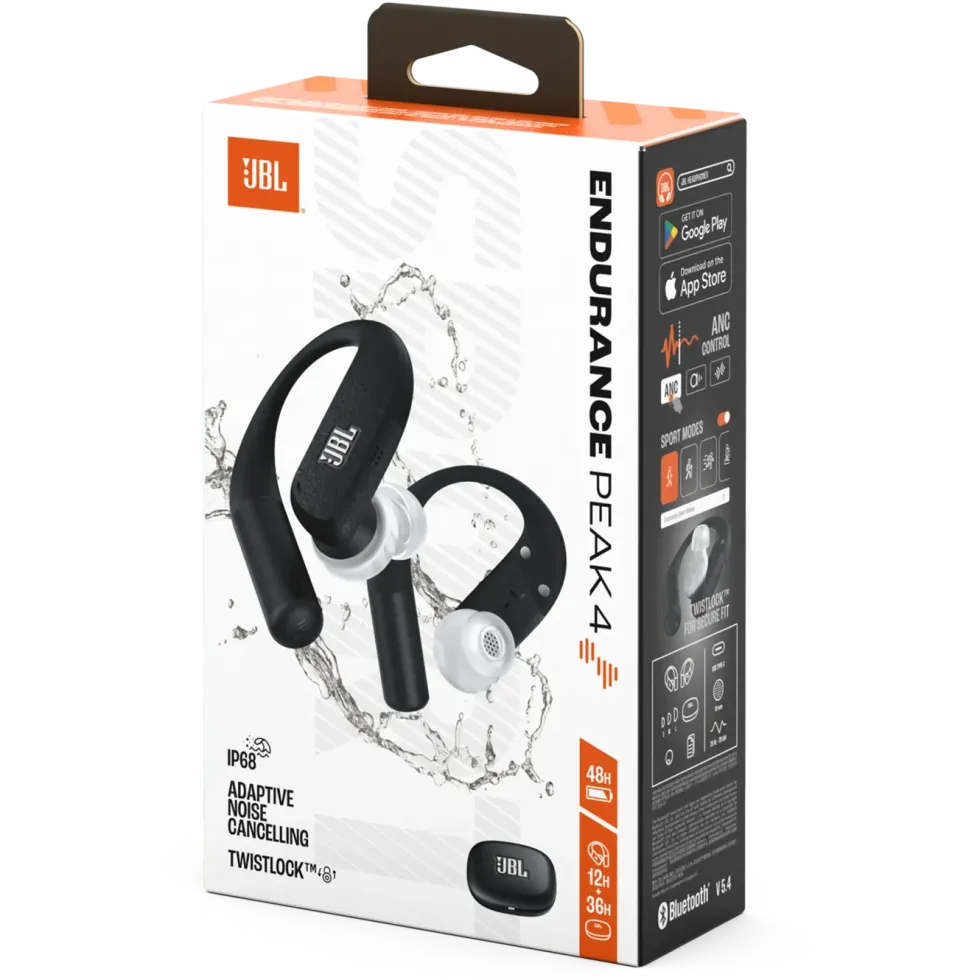 JBL Endurance Peak 4 trådløse sportshodetelefoner - svart/grå