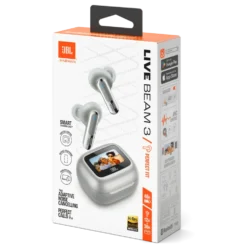 JBL Live Beam 3 Trådløse hodetelefoner Sølvfarget