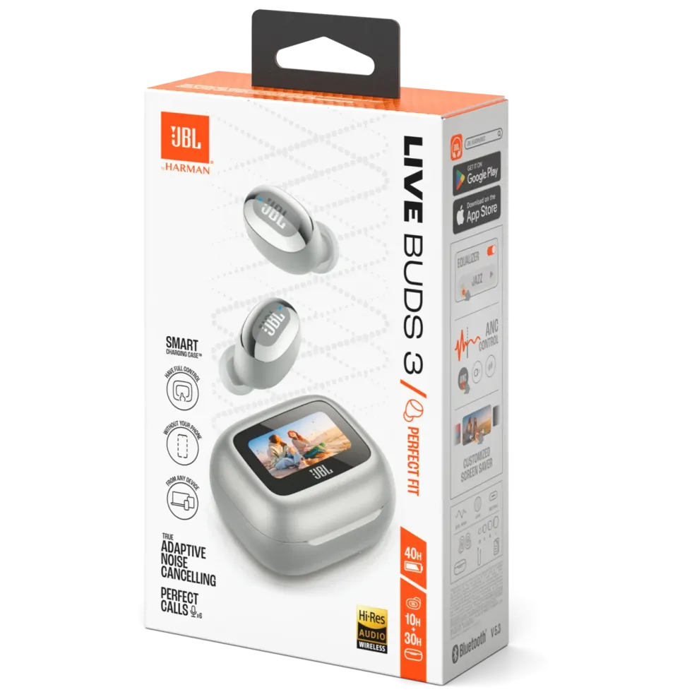 JBL Live Buds 3 Trådløse hodetelefoner Sølvfarget