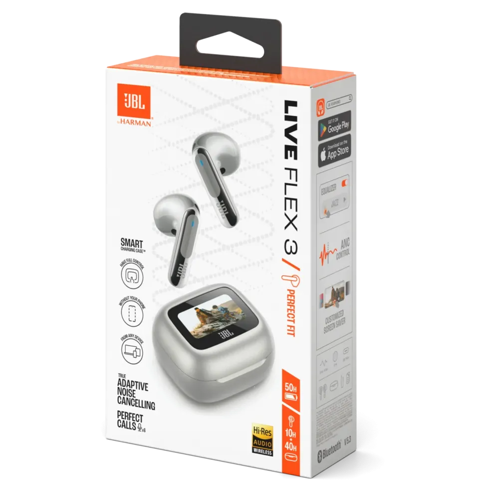 JBL Live Flex 3 Trådløse hodetelefoner Sølvfarget