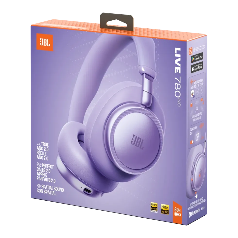 JBL Live 780NC over-ear-hodetelefoner med støyreduksjon Purple