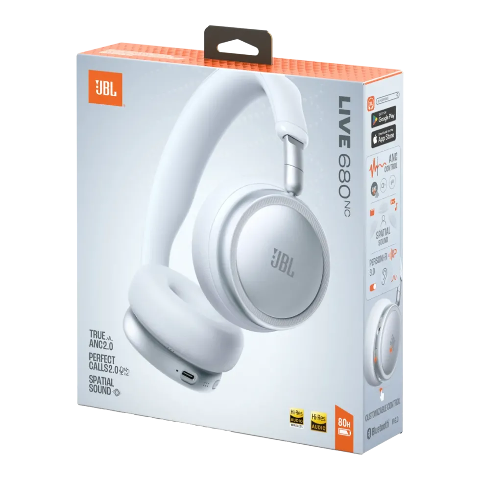 JBL Live 680NC trådløse on-ear-hodetelefoner White