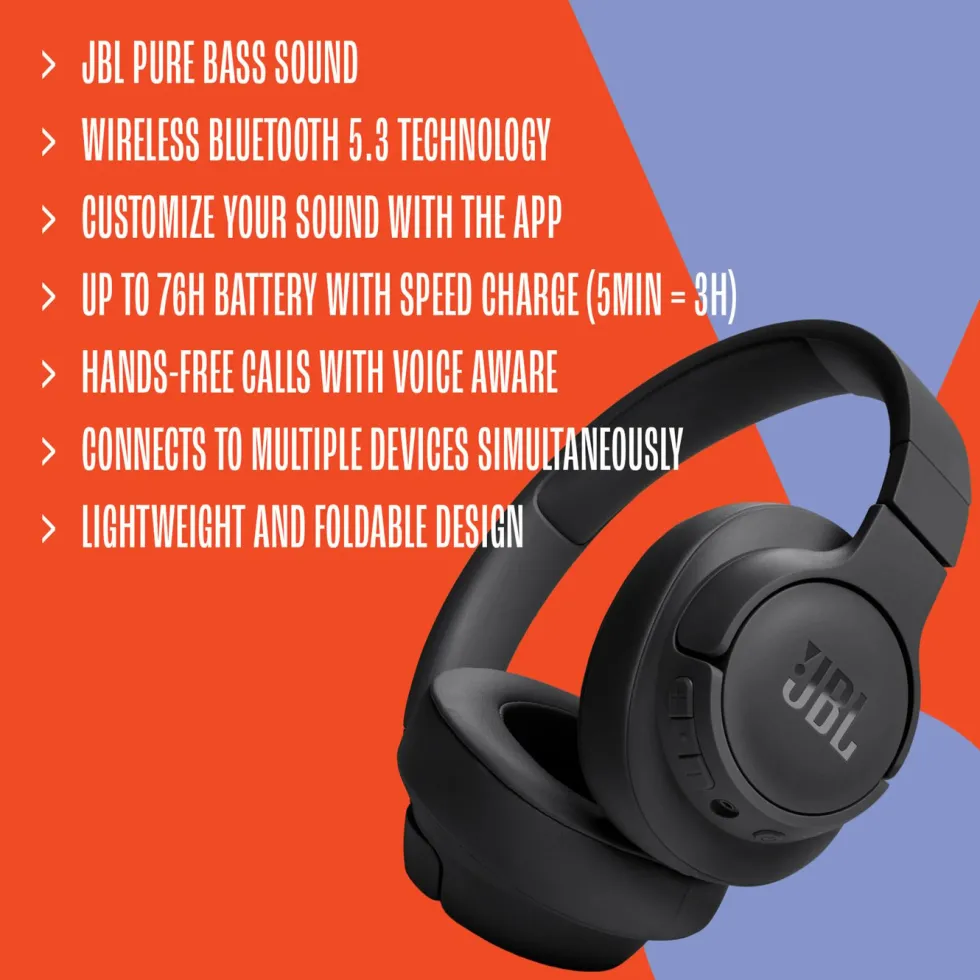 JBL Tune 720BT Trådløse hodetelefoner Svart