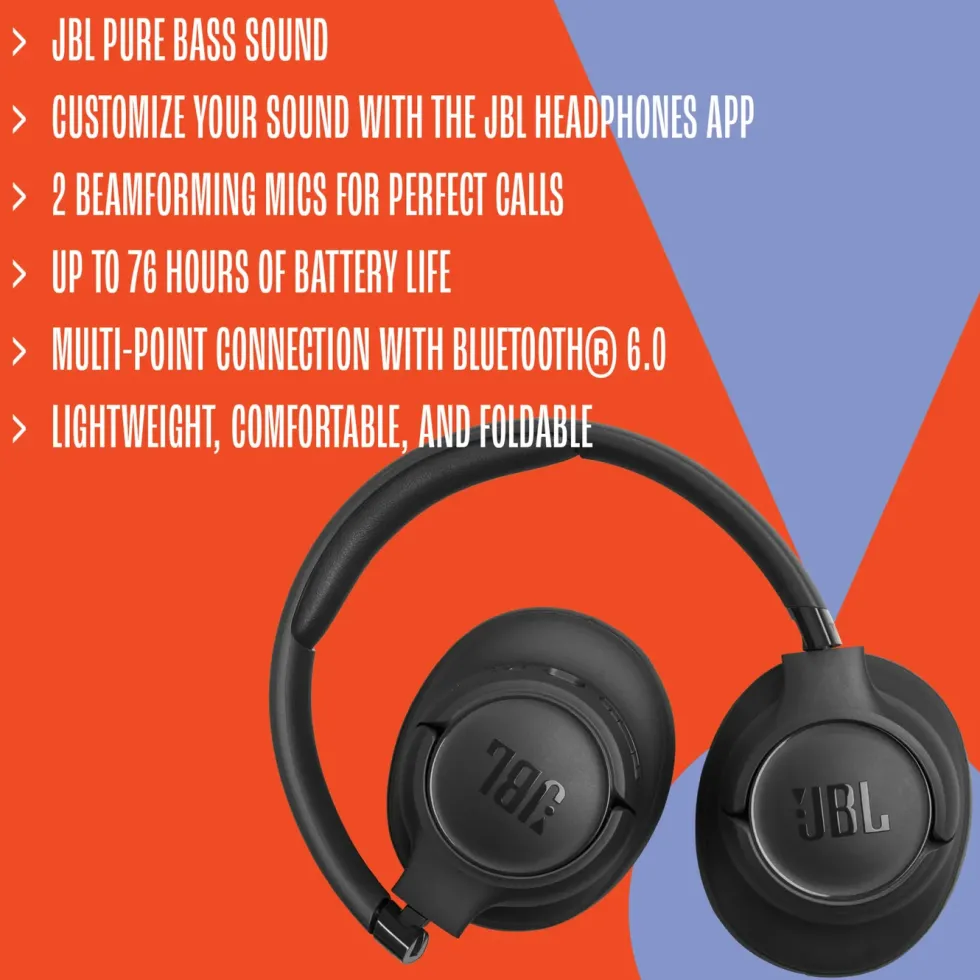 JBL Tune 730BT trådløse hodetelefoner Svart