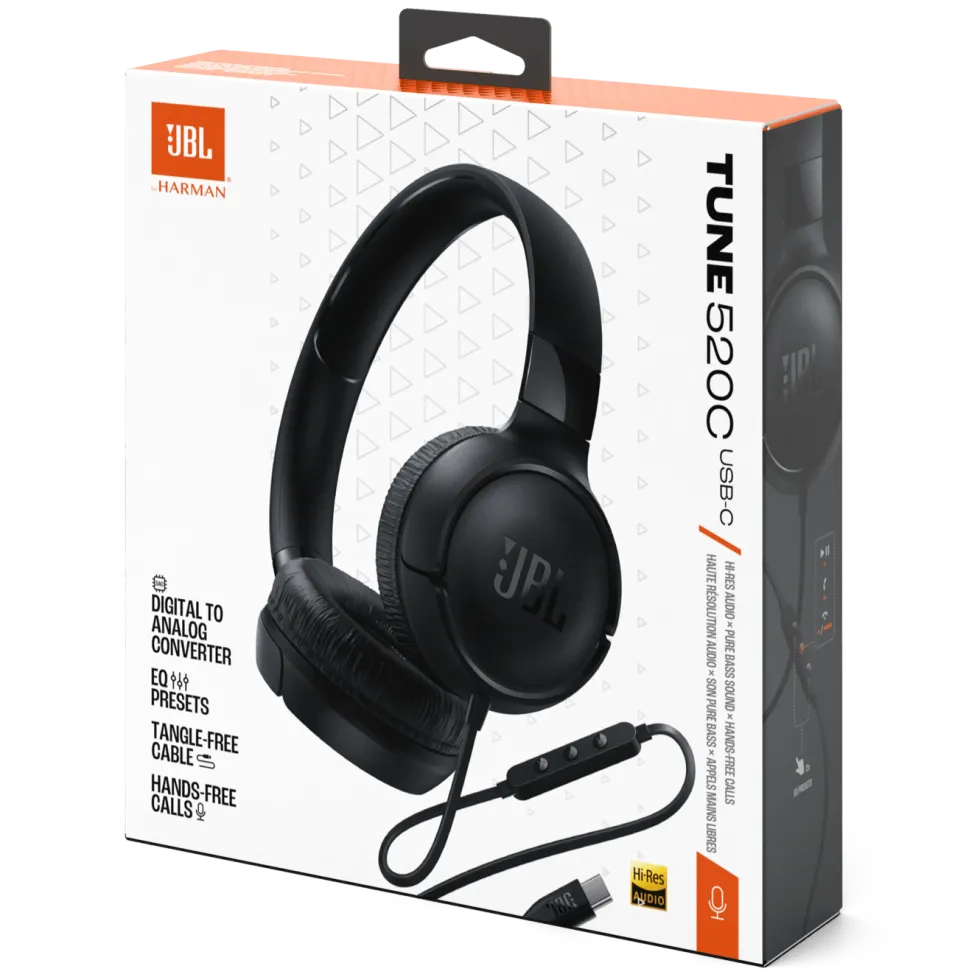 JBL Tune 520C On-Ear Hodetelefoner med USB-C