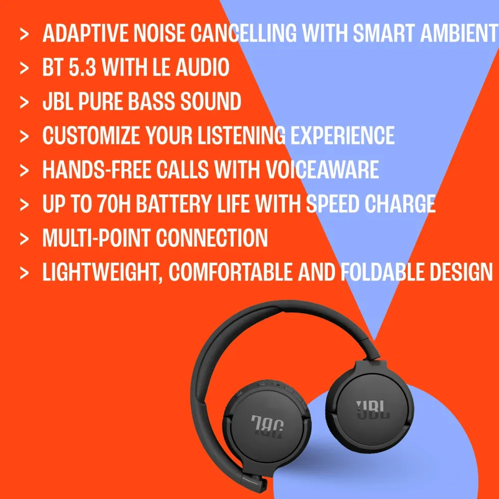 JBL Tune 670 NC Trådløse hodetelefoner Hvit