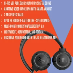JBL Tune 680NC trådløse on-ear-hodetelefoner Svart