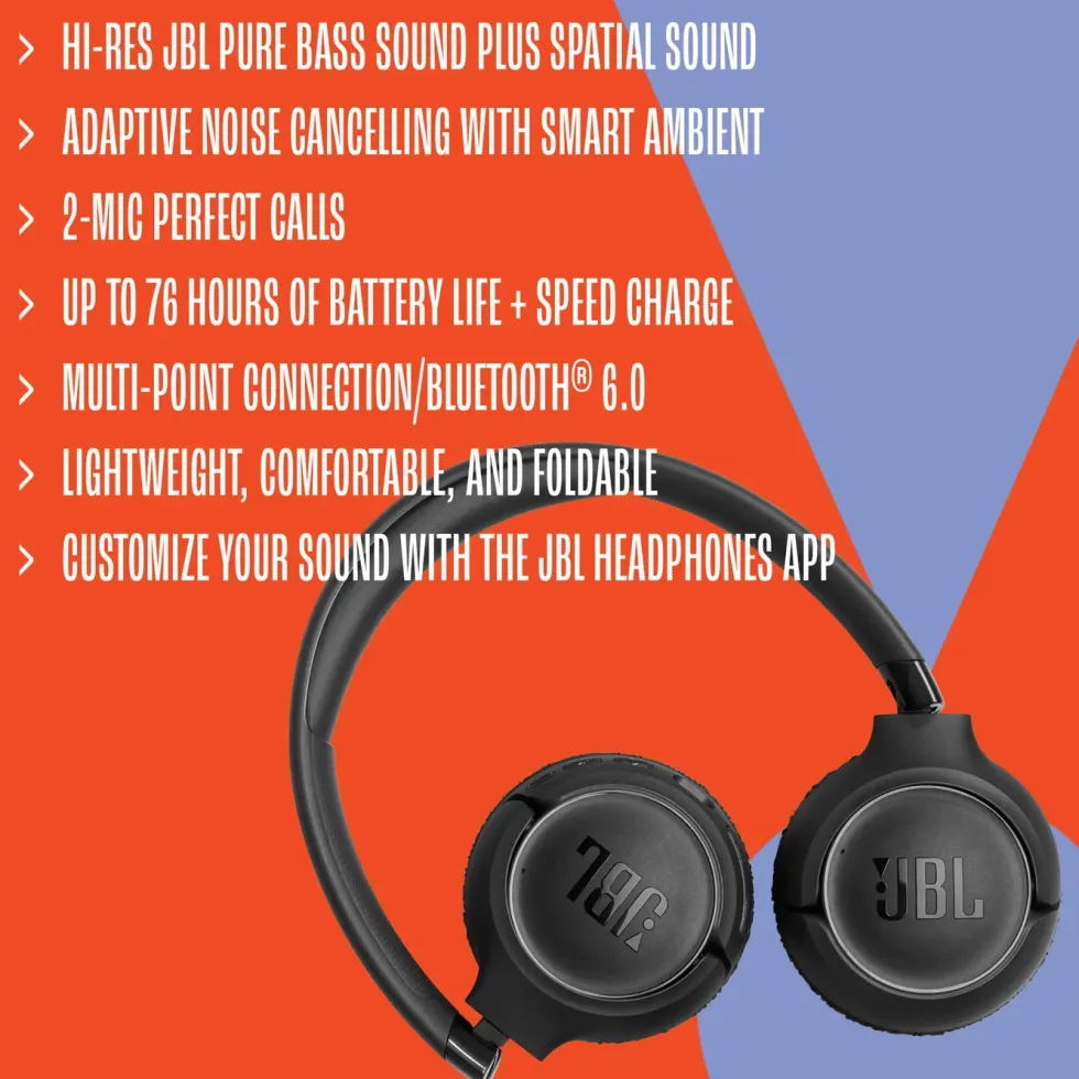 JBL Tune 680NC trådløse on-ear-hodetelefoner Svart