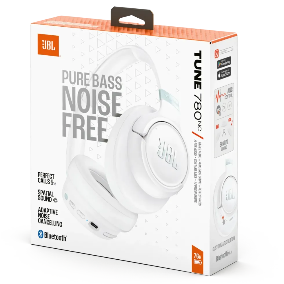 JBL Tune 780NC trådløse over-ear-hodetelefoner Hvit