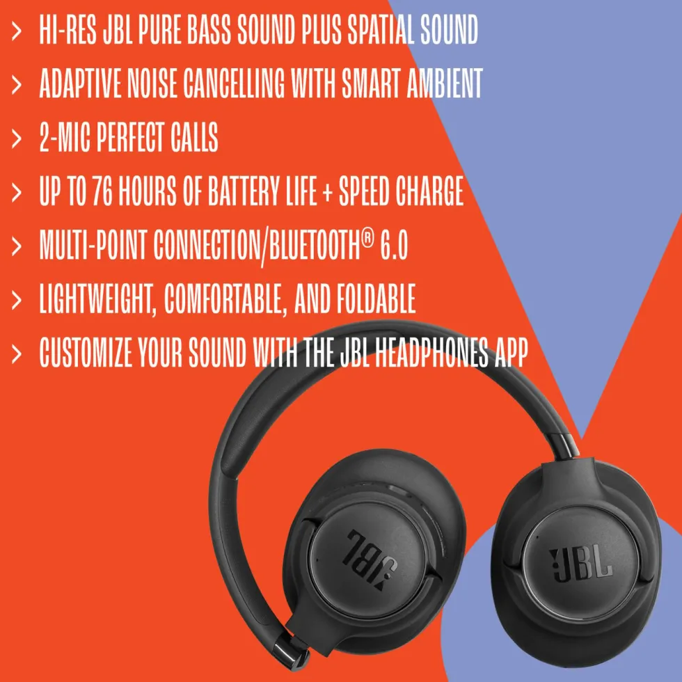 JBL Tune 780NC trådløse over-ear-hodetelefoner Hvit