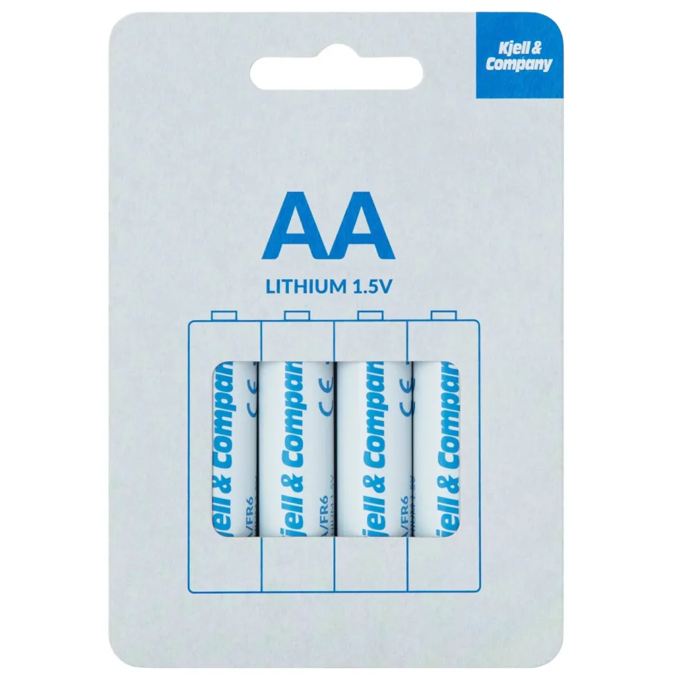 Kjell & Company AA-litiumbatterier, 4-pk.