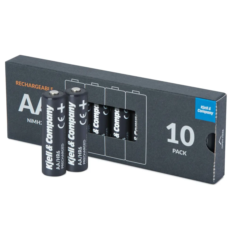 Kjell & Company Oppladbare AA-batterier 2600 mAh 10-pk.
